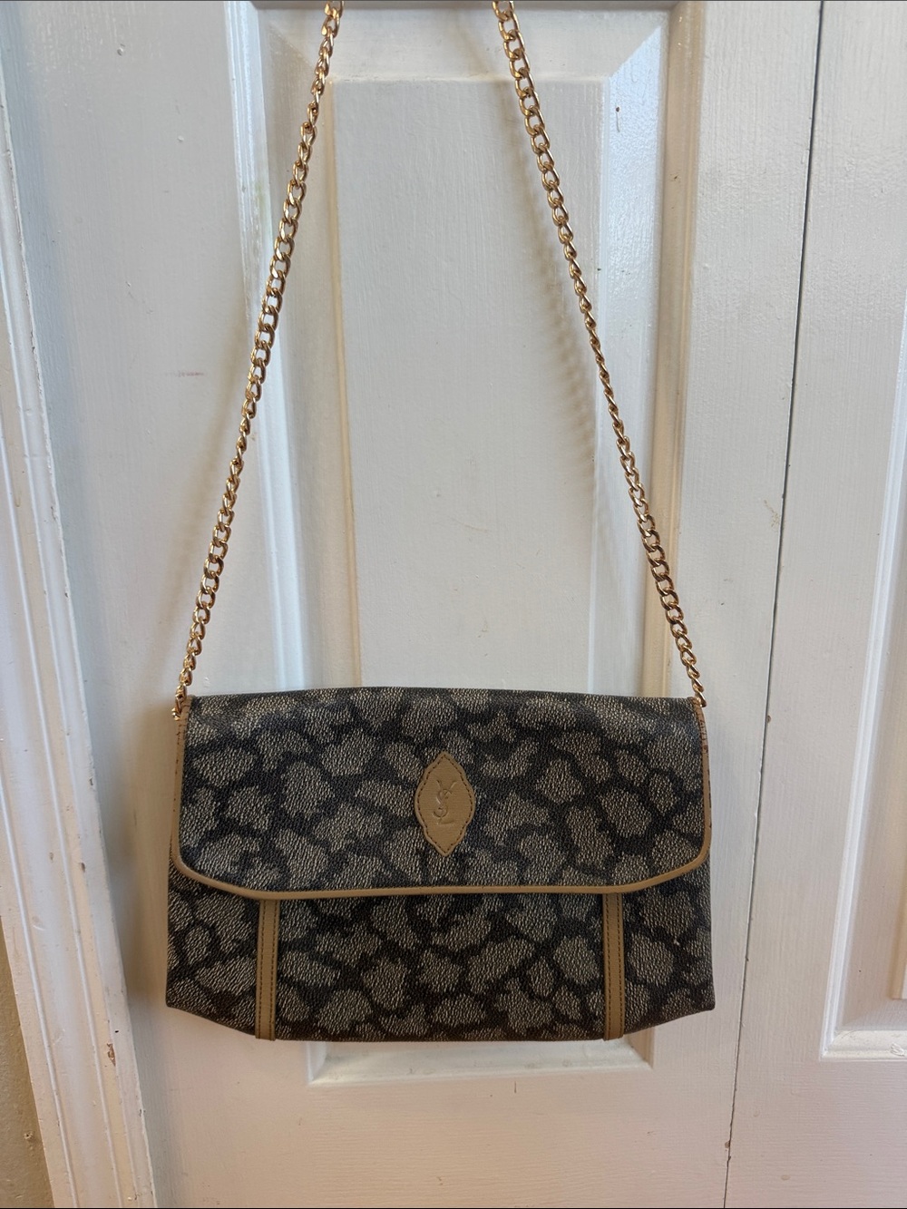 Saint Laurent Gray Patterned Toiletry Bag with Taupe Trim - Picture 2 of 4